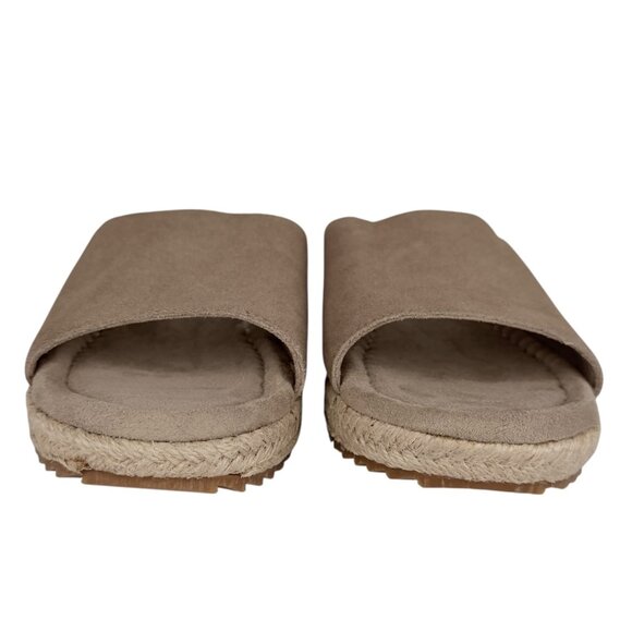 Skechers Suede Taupe Espadrilles Open Back Slip On Slide Sandal NWOT (8) - Picture 8 of 15
